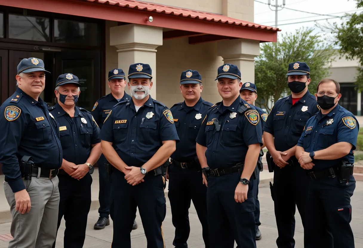 Law enforcement officers from various agencies in San Antonio, Texas, showcasing collaboration against illegal immigration.