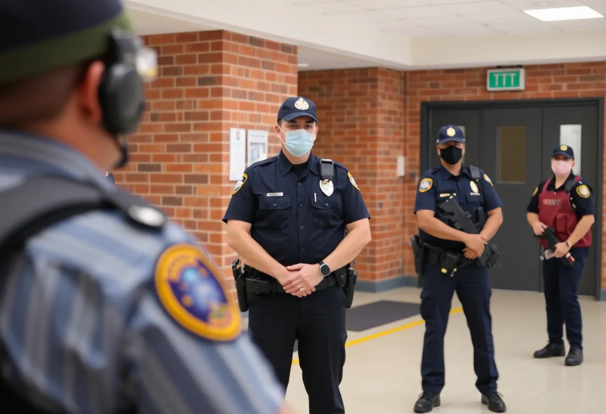 Police presence at a school during a safety investigation