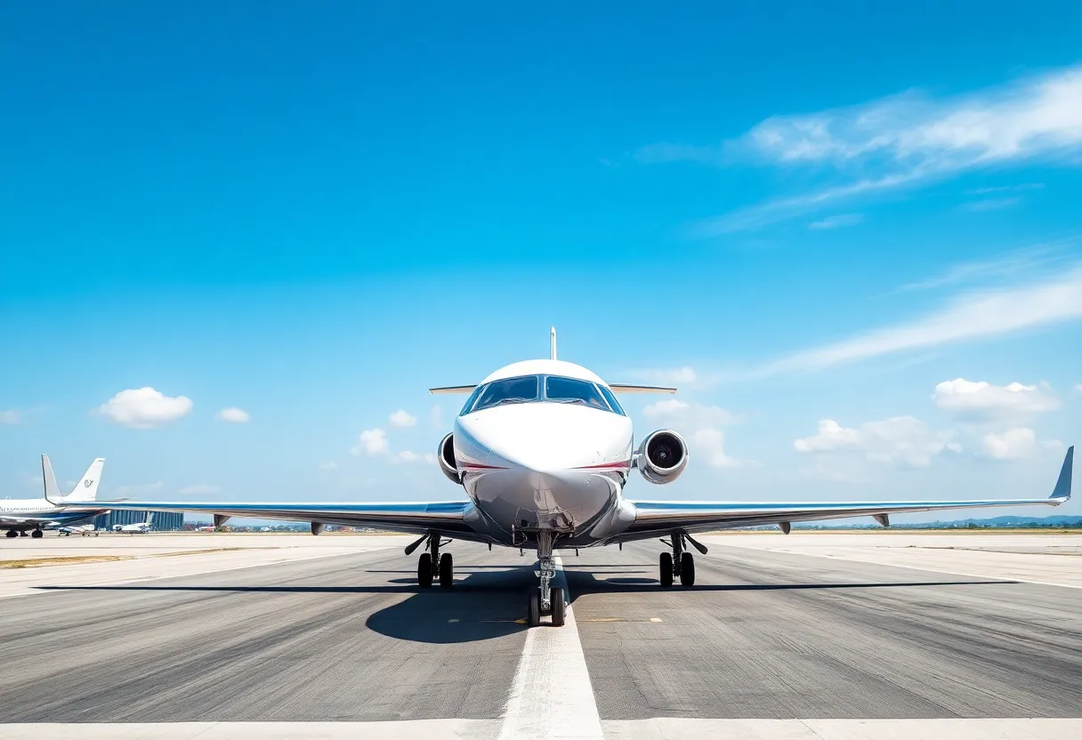 Luxury Boeing 747-8 jet at San Antonio International Airport