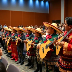 Students presenting a mariachi performance at the university