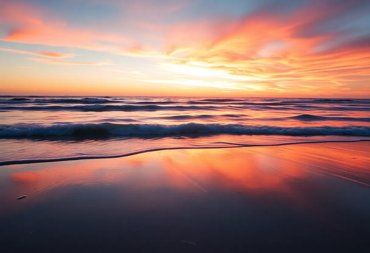 Beach scene symbolizing peace and community spirit