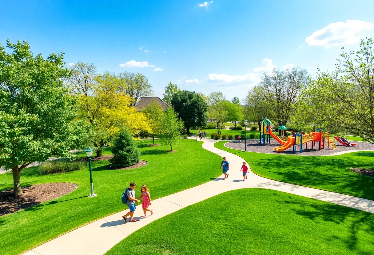 Families enjoying time in a park in Plano, Texas.