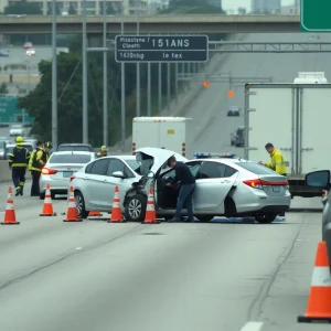 Emergency responders at a car crash scene in San Antonio