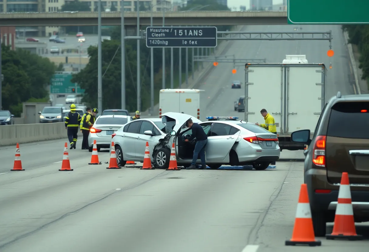 Emergency responders at a car crash scene in San Antonio
