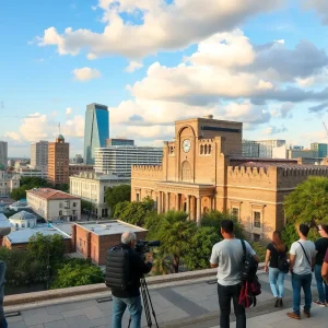 Film production in San Antonio city landscape