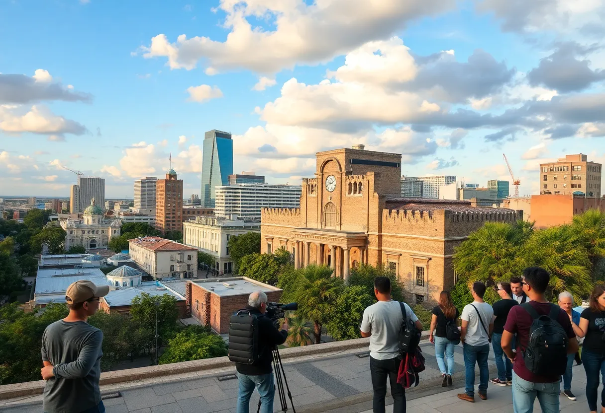 Film production in San Antonio city landscape
