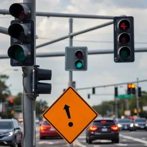 Traffic at a busy intersection in San Antonio