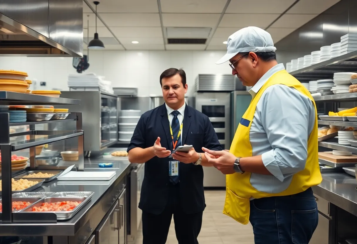 Health inspector in a San Antonio restaurant kitchen