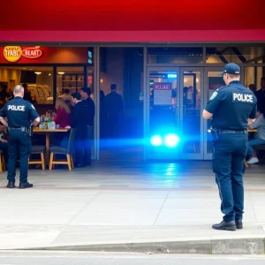 Police officers responding to a shooting incident outside a Buffalo Wild Wings in San Antonio.