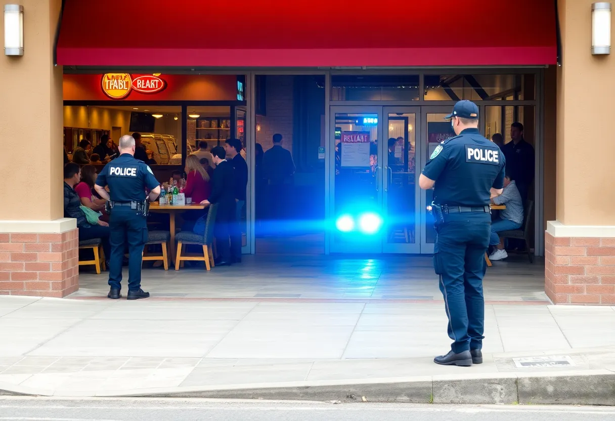 Police officers responding to a shooting incident outside a Buffalo Wild Wings in San Antonio.