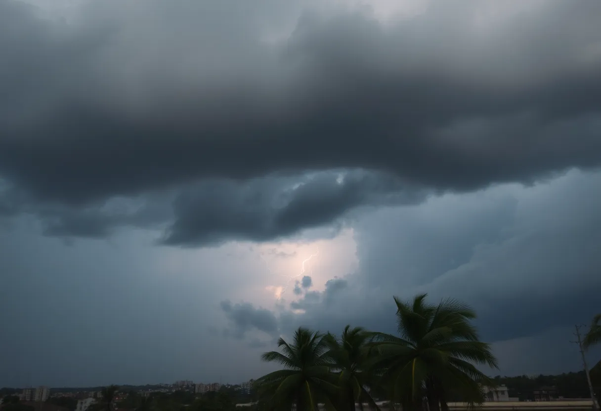Dramatic thunderstorm clouds over San Antonio