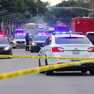 Emergency responders at a traffic accident site in San Antonio