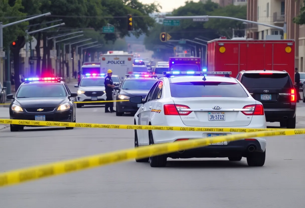 Emergency responders at a traffic accident site in San Antonio