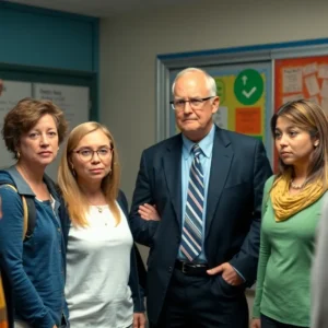 Parents and educators discussing school safety measures