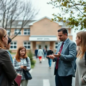 Discussion about school safety with parents and teachers.