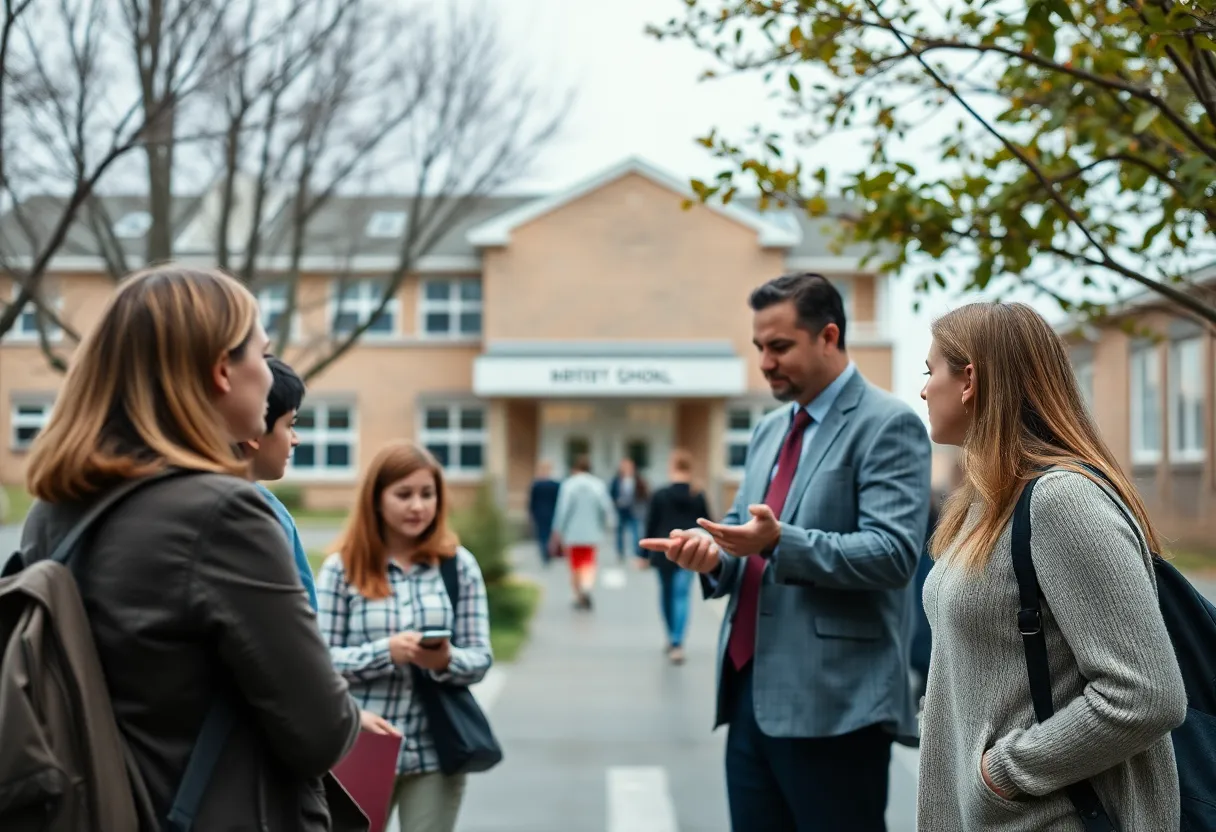 Discussion about school safety with parents and teachers.