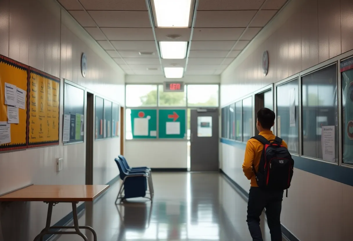 Illustration of school safety measures in a classroom setting