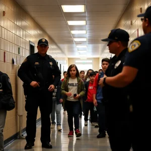 Police presence in a school hallway