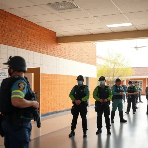 Enhanced security measures at a school following a violence threat