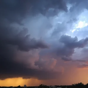 Storm clouds and rain over San Antonio