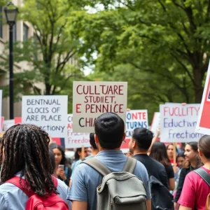 Students and faculty rallying for Mexican American Studies at the University of Texas.