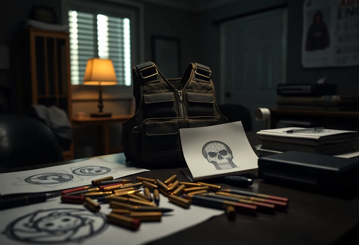 Tactical vest and drawings related to violence