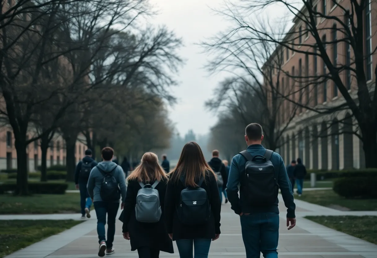 UTSA campus with students showing expressions of disbelief