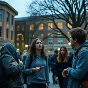 Students discussing recent shocking arrest at UTSA