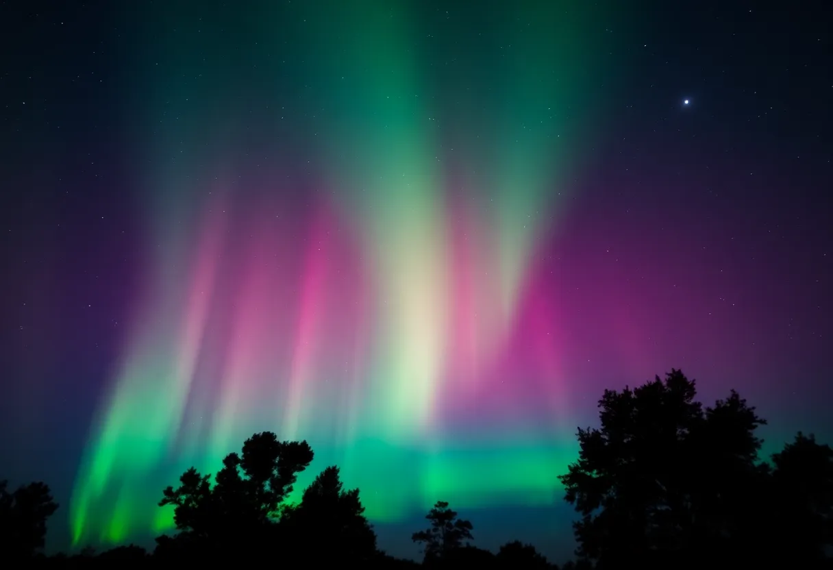 Aurora Borealis lighting up the night sky in Texas