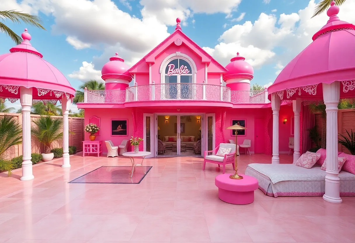 Barbie Dreamhouse Airbnb interior showing themed bedrooms and amenities