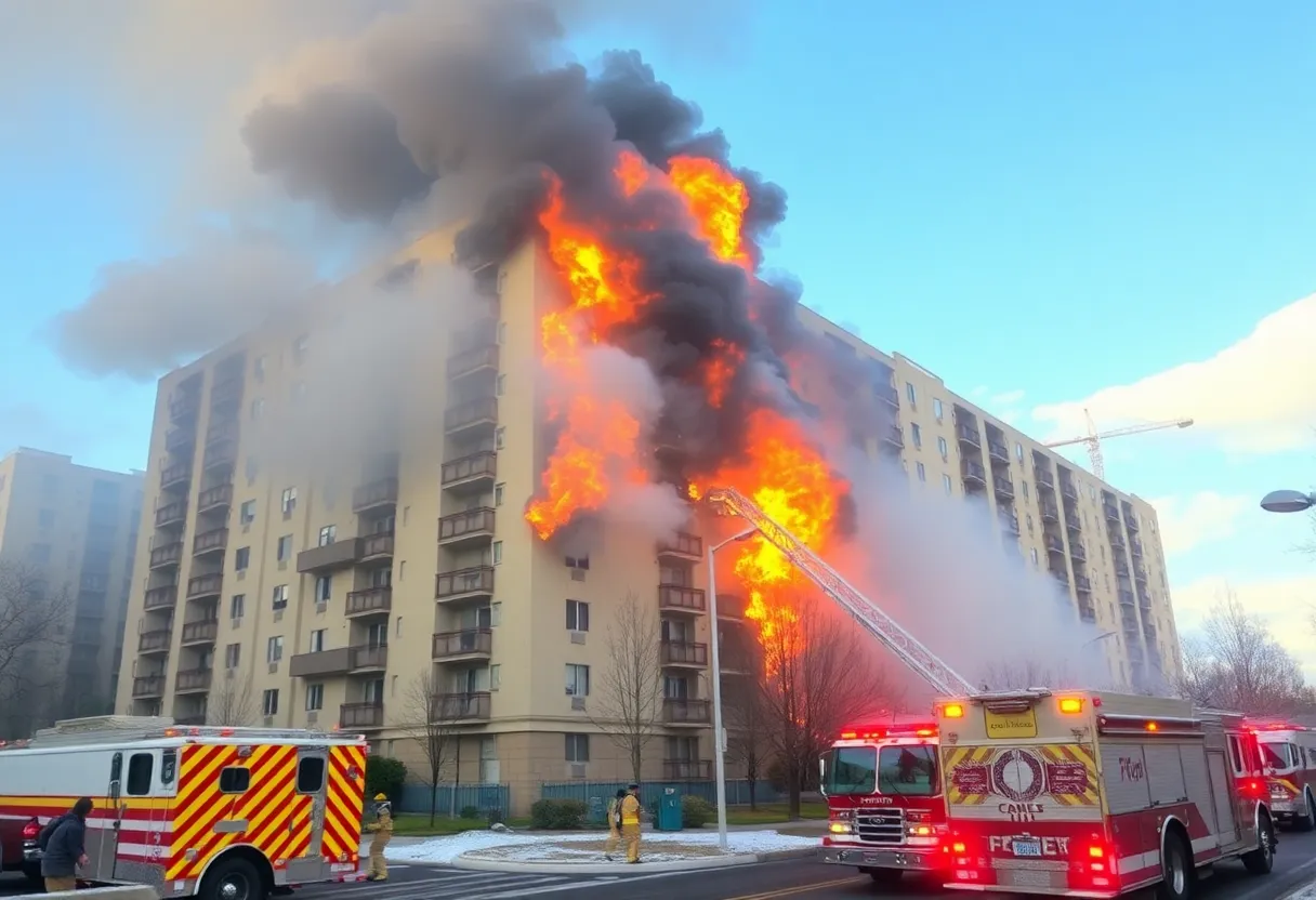 Firefighters battling a blaze at Broadstone Medical apartments in San Antonio