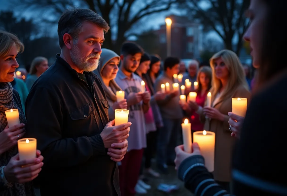 Community members at a candlelight vigil in San Antonio, honoring flood victims