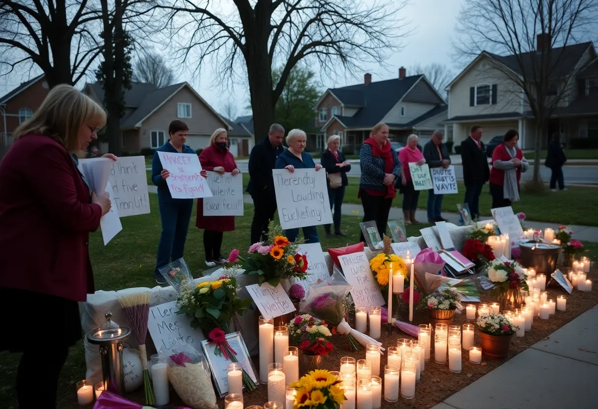 Community members holding candles in remembrance of Jonathan Joss