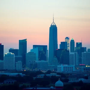 Dallas Skyline and Financial Symbols