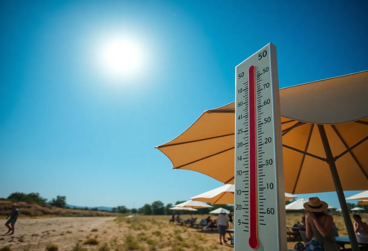 Sun-drenched landscape illustrating a summer heat wave