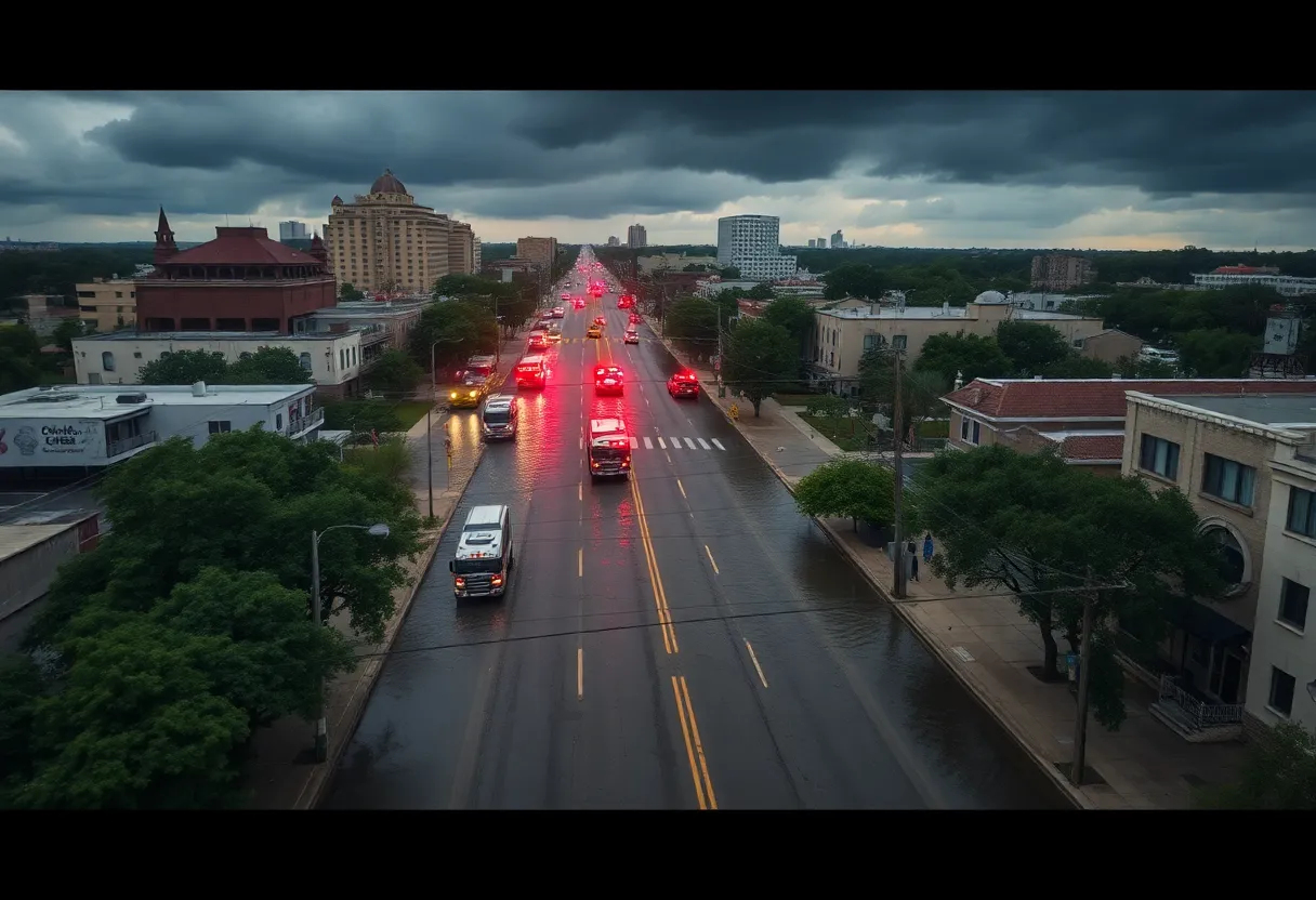 Severe flooding in urban San Antonio with emergency crews responding