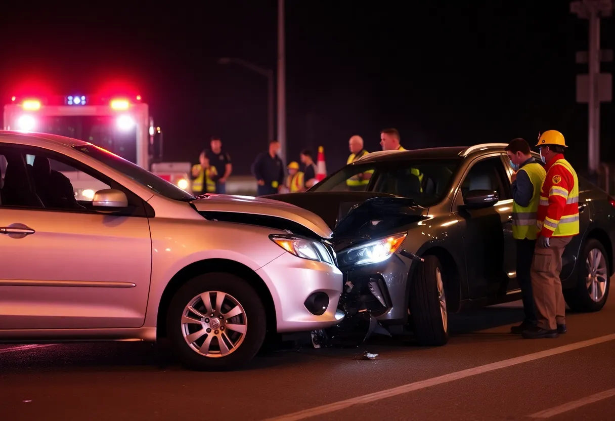 Emergency responders at the scene of a collision in San Antonio