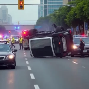 Flipped vehicle on road after high-speed chase in San Antonio