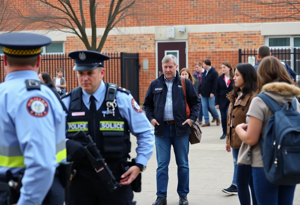 Heightened security at a school amidst safety concerns