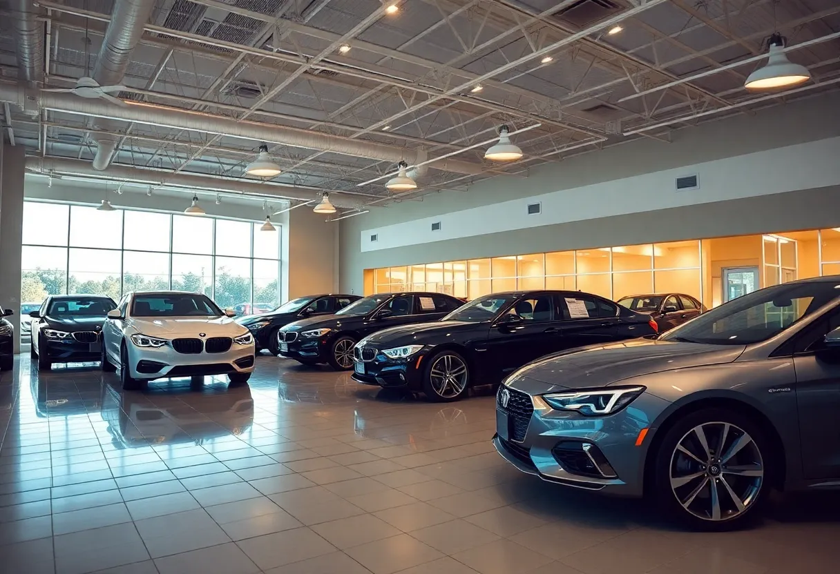 Showroom of Ken Batchelor Cadillac featuring luxury vehicles