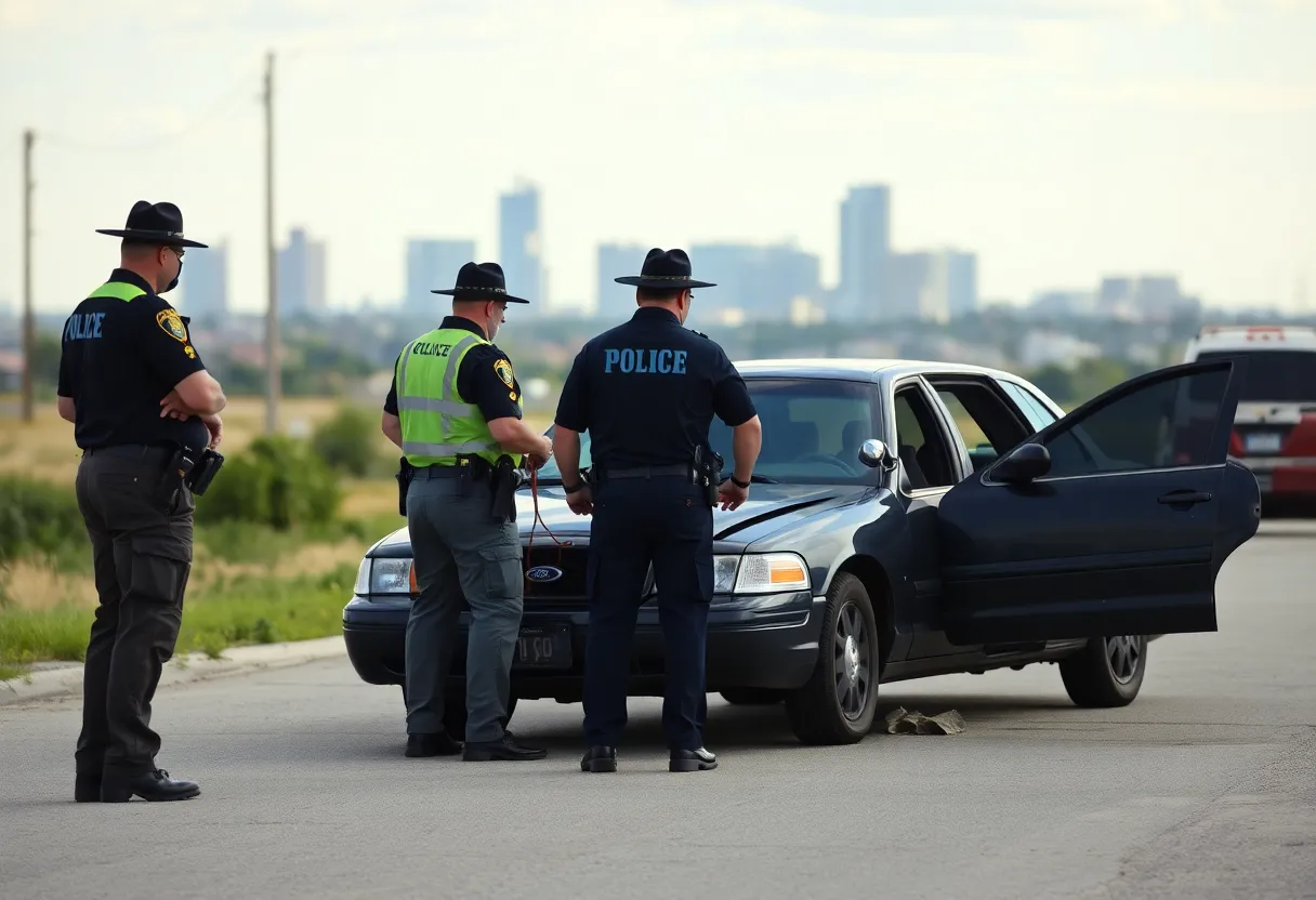 Law enforcement inspecting a stolen vehicle in Laredo, Texas