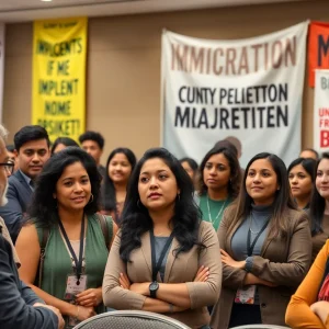 Community gathering at LULAC Conference discussing immigration issues