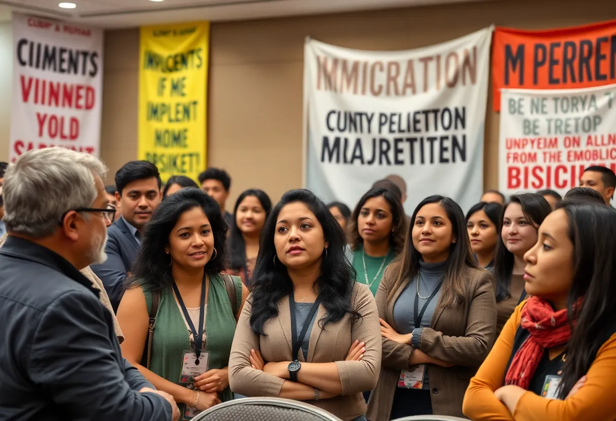 Community gathering at LULAC Conference discussing immigration issues