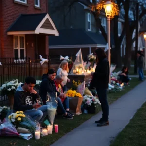 Vigil for Jonathan Joss Gonzales with flowers and candles
