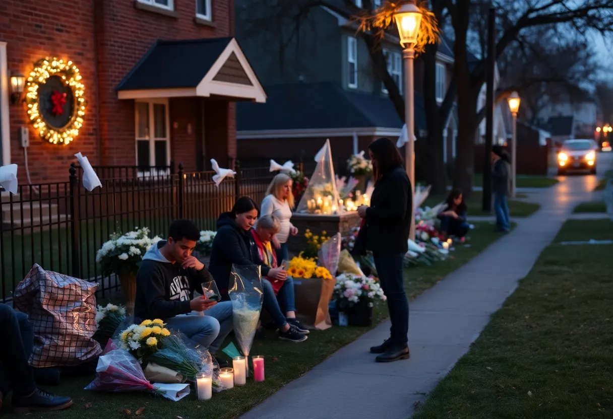 Vigil for Jonathan Joss Gonzales with flowers and candles