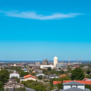 View of San Antonio's South Side with an emphasis on residential areas and a gas facility