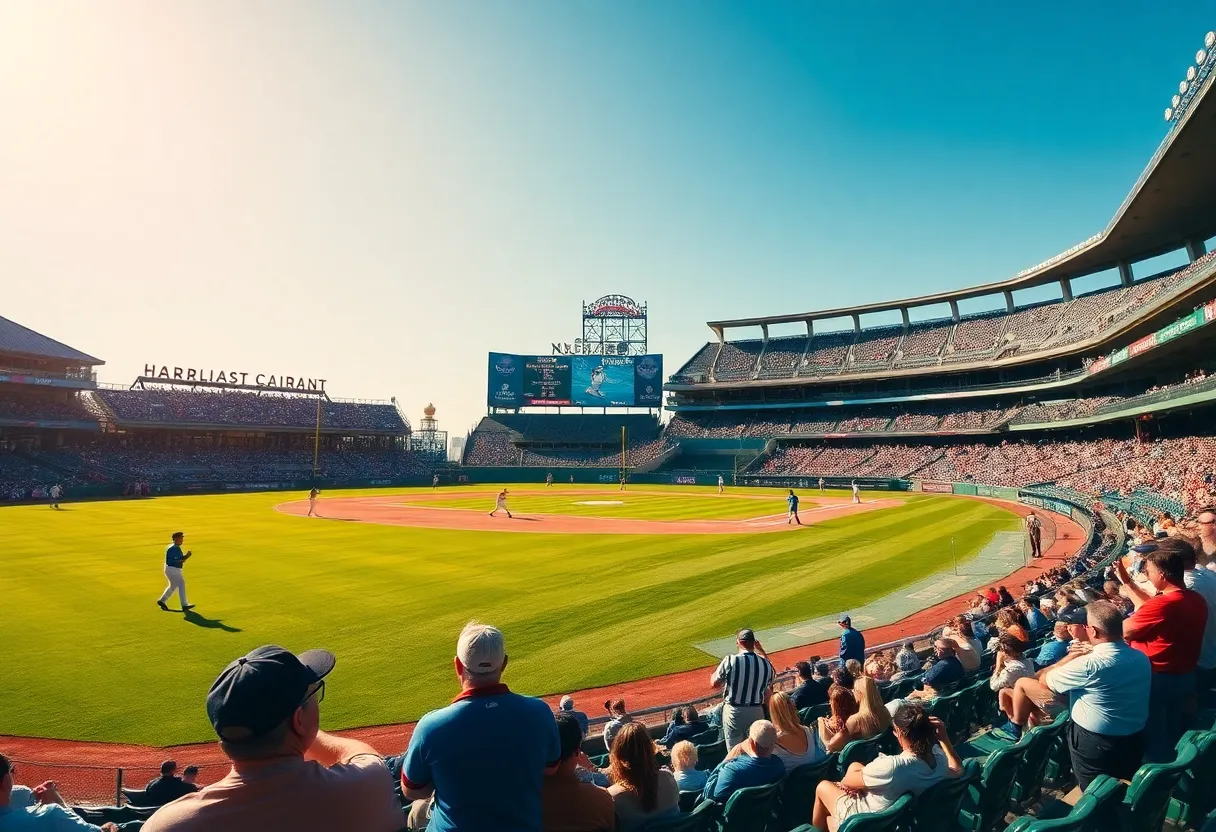 Players from Midland RockHounds in action at a baseball game