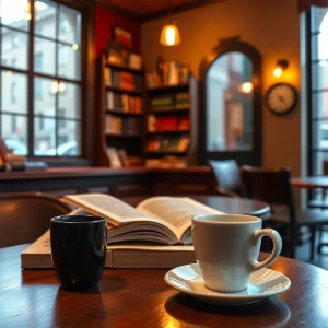 A cozy café setting in New York City, reflecting a creative atmosphere.