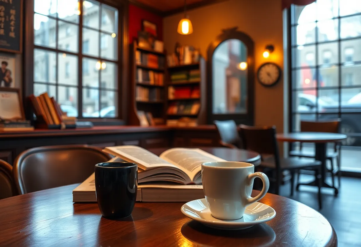 A cozy café setting in New York City, reflecting a creative atmosphere.