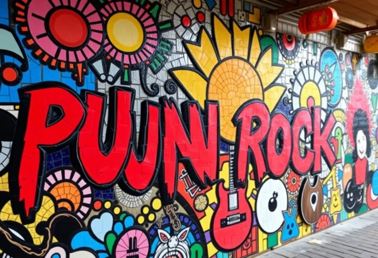 Mosaic mural dedicated to Ramiro Ayala at the Ram Jam Festival